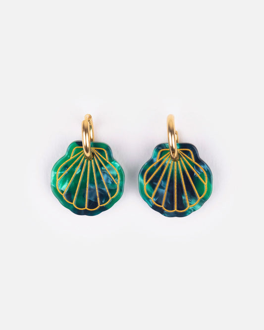 Boucles d'oreilles BABY MERMAID Doré - Vertes -